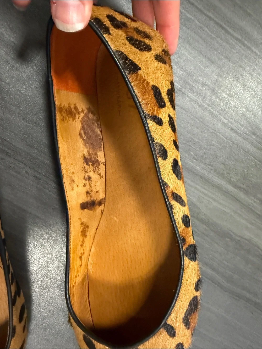 Madewell Leopard Print Pointed Toe calf hair Flats